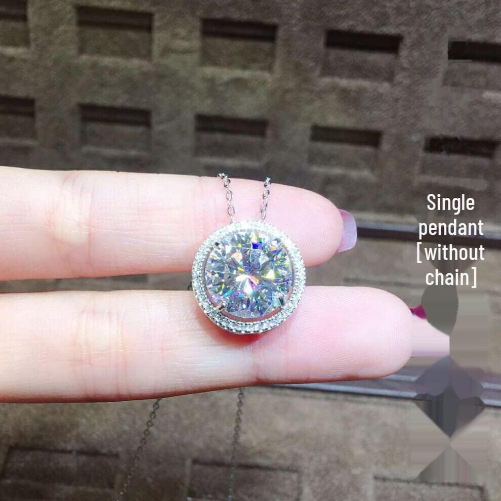 (as the picture, Single Pendant, 5 carats) 5 Carat Moissanite Pendant: Pt950-plated, Eight Hearts And Arrows Design, Round Full Diamond, For Women