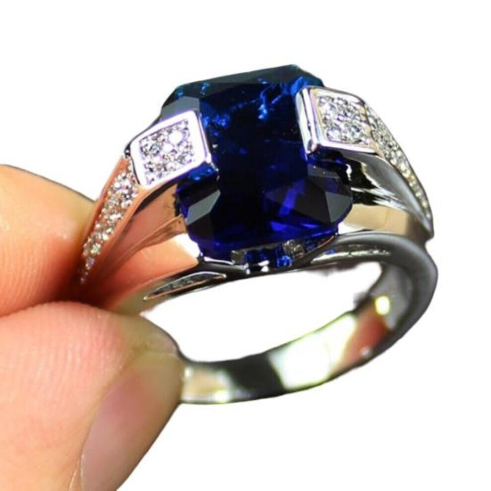 Maxpower (Blue, Us 7) Beautifully Lady Ring All Match Geometric Daily Wear