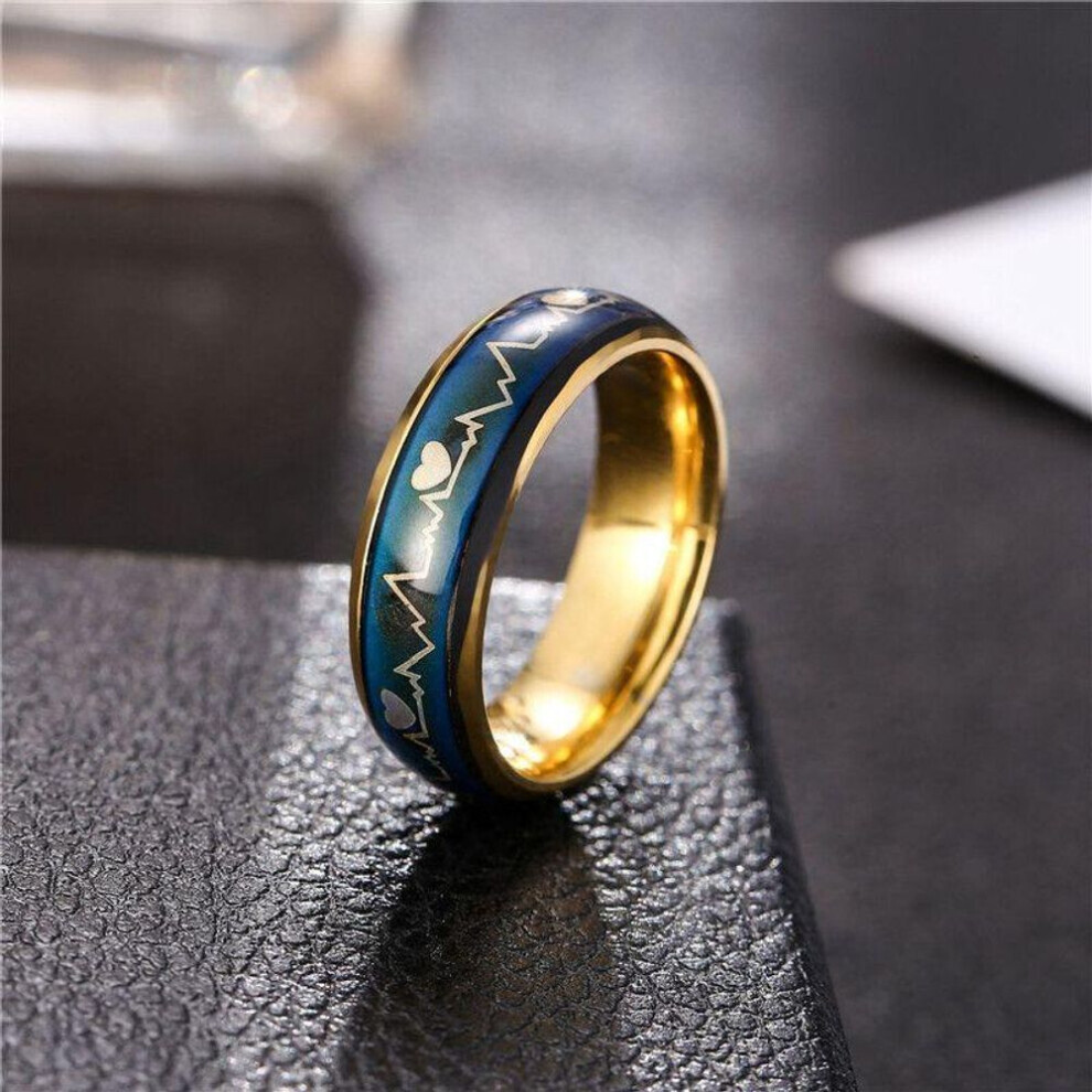 Maxpower (, 8) Ecg Fashion Cold Wind Temperature Mood Titanium Steel Ring Temperature Change Stainless Steel Ring Gold