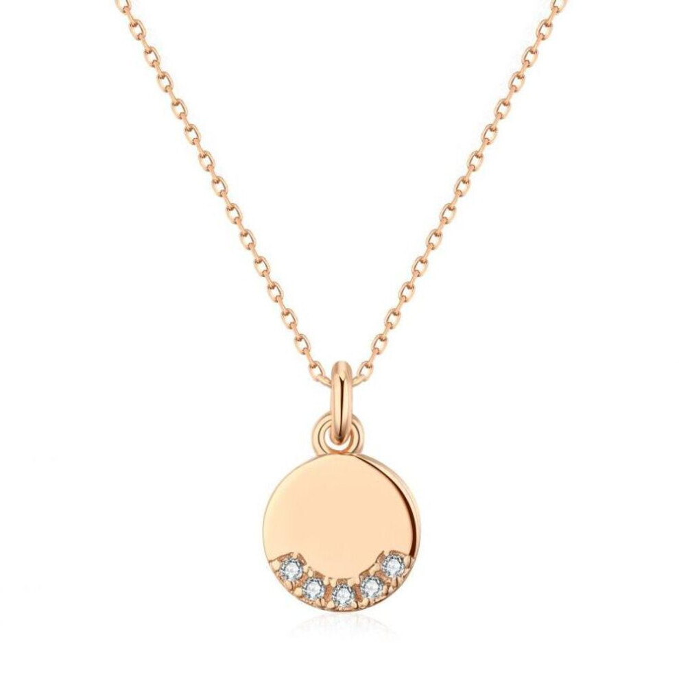 Maxpower (Rose ) Kinel Rose Color Coin Pendant Necklace With Shiny Zircon Gold