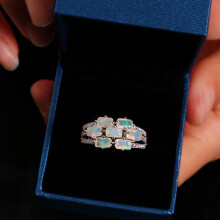 (white, us ring size 9#) 925 Sterling Silver Opal Ring Natural Ethiopia Opal 1.43ct Gemstones Fine Jewelry For Women Nice Gift Bolai Jewelry