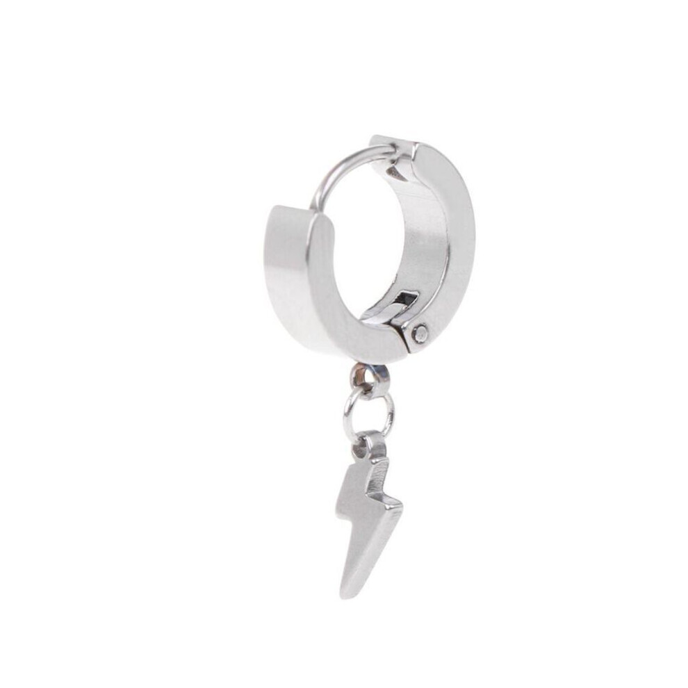(silver) 1pc Punk Earrings Fashion Lightning Pendant Personality Male Women Men Jewelry Titanium Steel