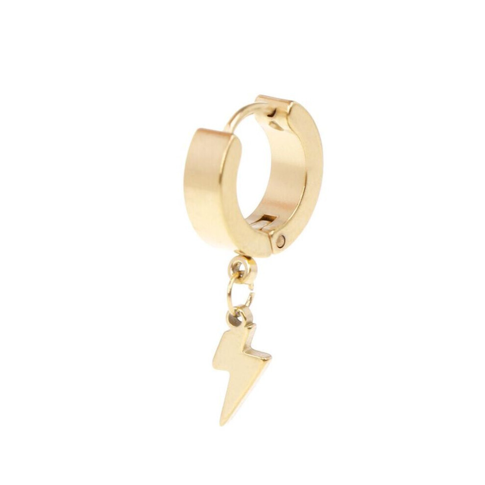 (gold) 1pc Punk Earrings Fashion Lightning Pendant Personality Male Women Men Jewelry Titanium Steel