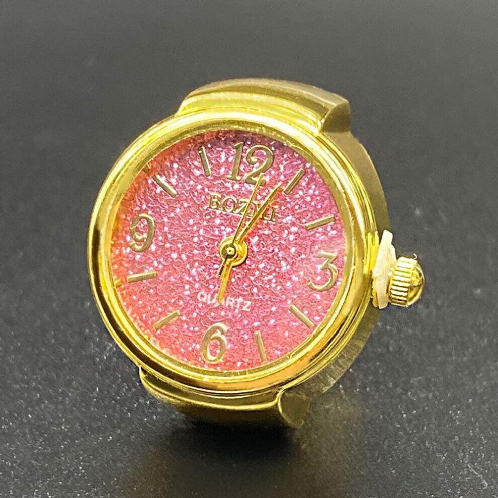 (pink) Retro Ring Watch Shaped Punk Exaggerated Spirit Ring Watch Digital Ring Watch