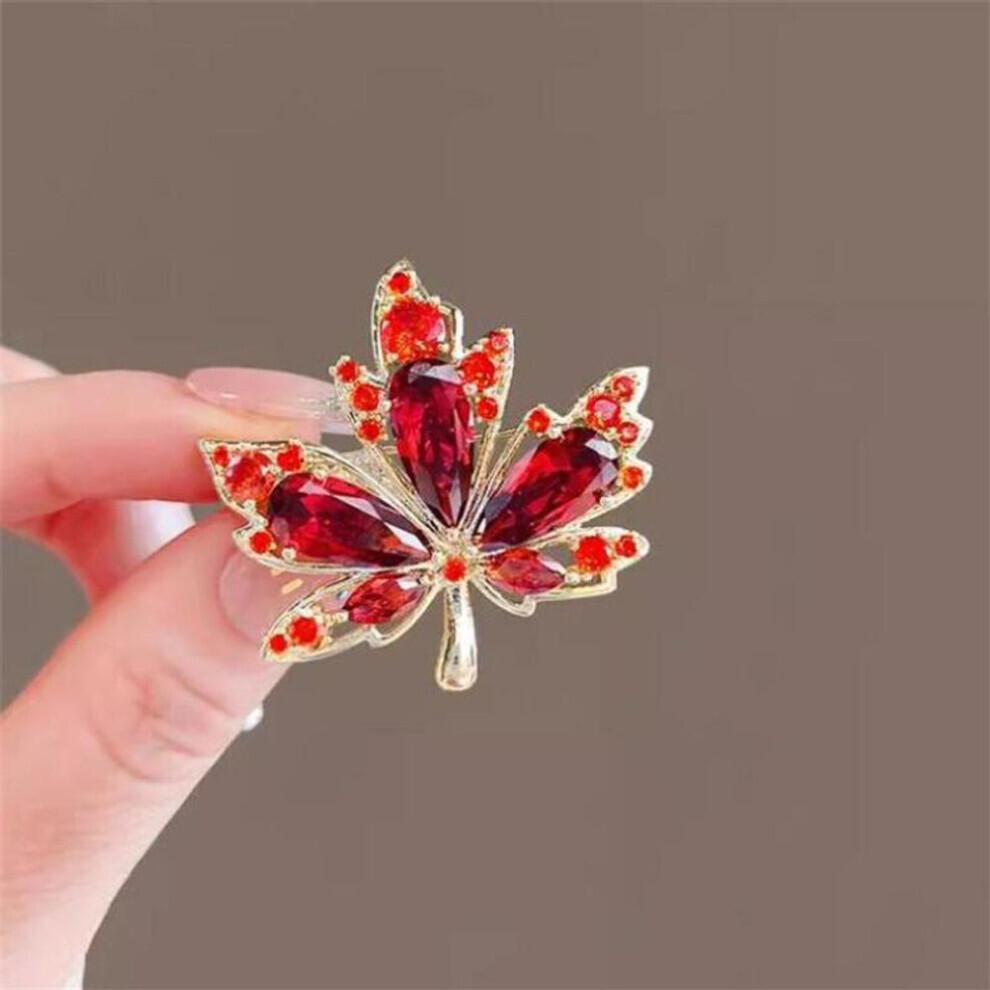 Maxpower (1Pc) Maple Leaf Shaped Brooches Women Clothing Coat Jewelry Accessories Gifts Red