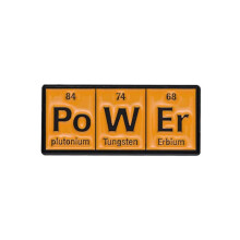 (Black) Pins Custom PO W ER GE NI U S Punk Brooches Lapel Badges Subject Jewelry Gift for students Friends Chemical Element Enamel