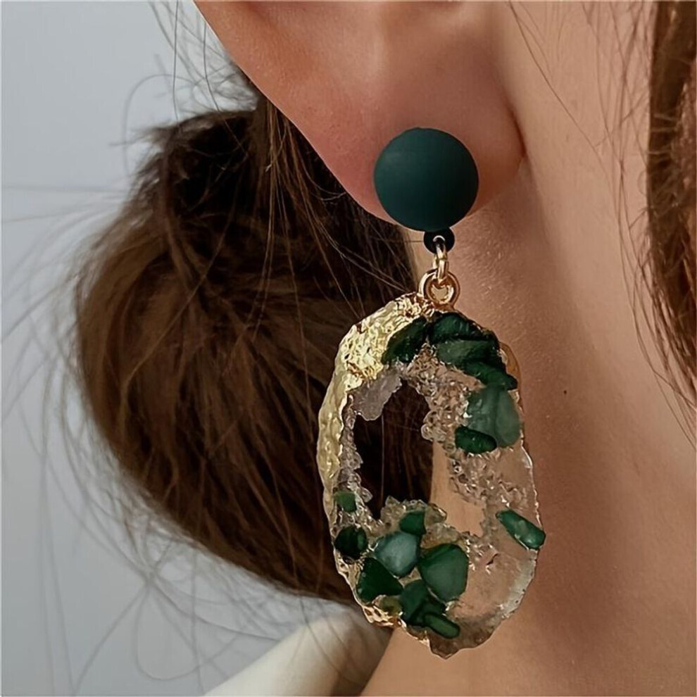 Maxpower (Green) 1 Pair Bollywood Style Irregular Dangle Earrings For Daily Outfits And Parties - Luxury Jewelry Accessories