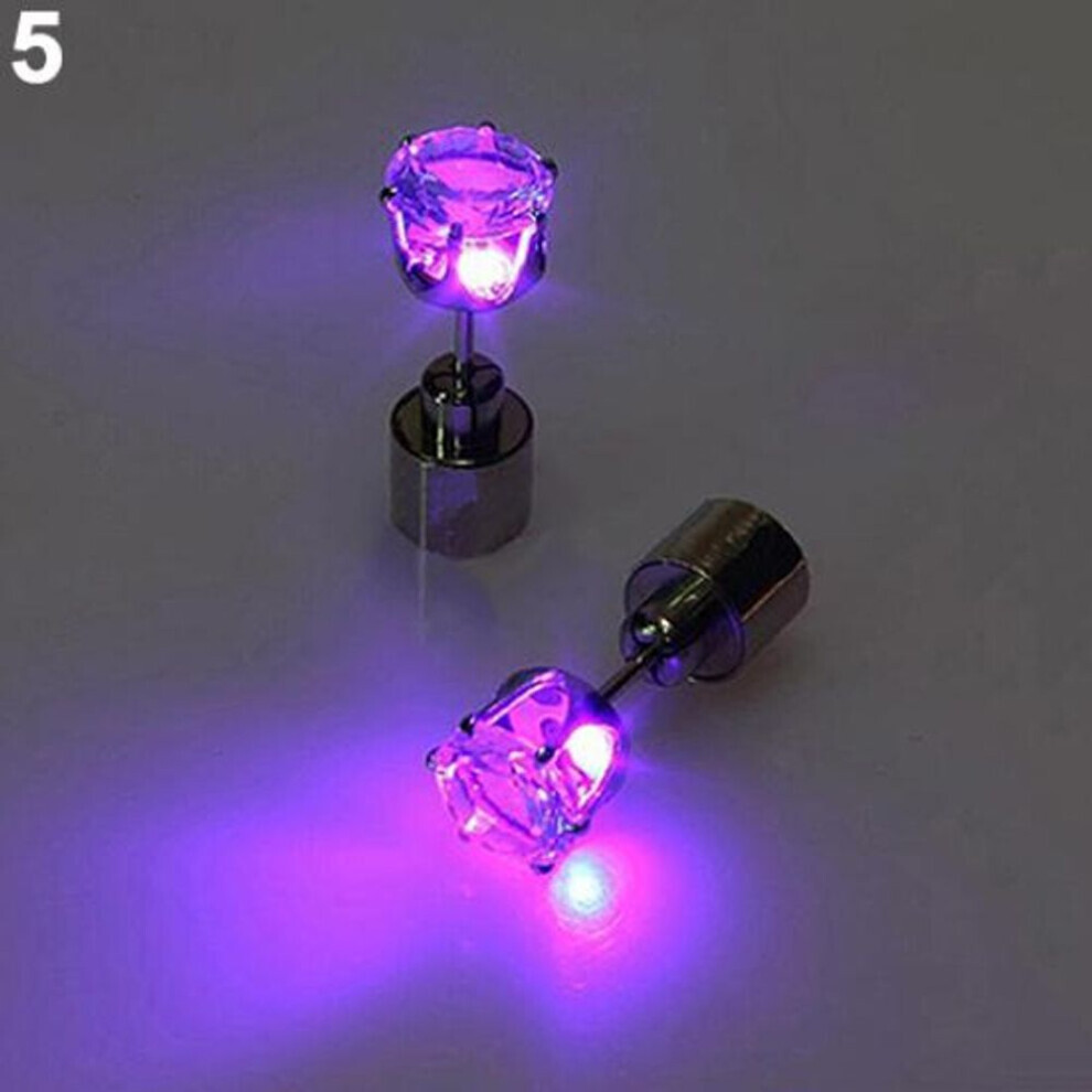 (purple) Fashion Women Led Light Up Rhinestone Ear Stud Earring Party Dance Xmas Jewelry-image-OPC-PG8K2MP-NEW