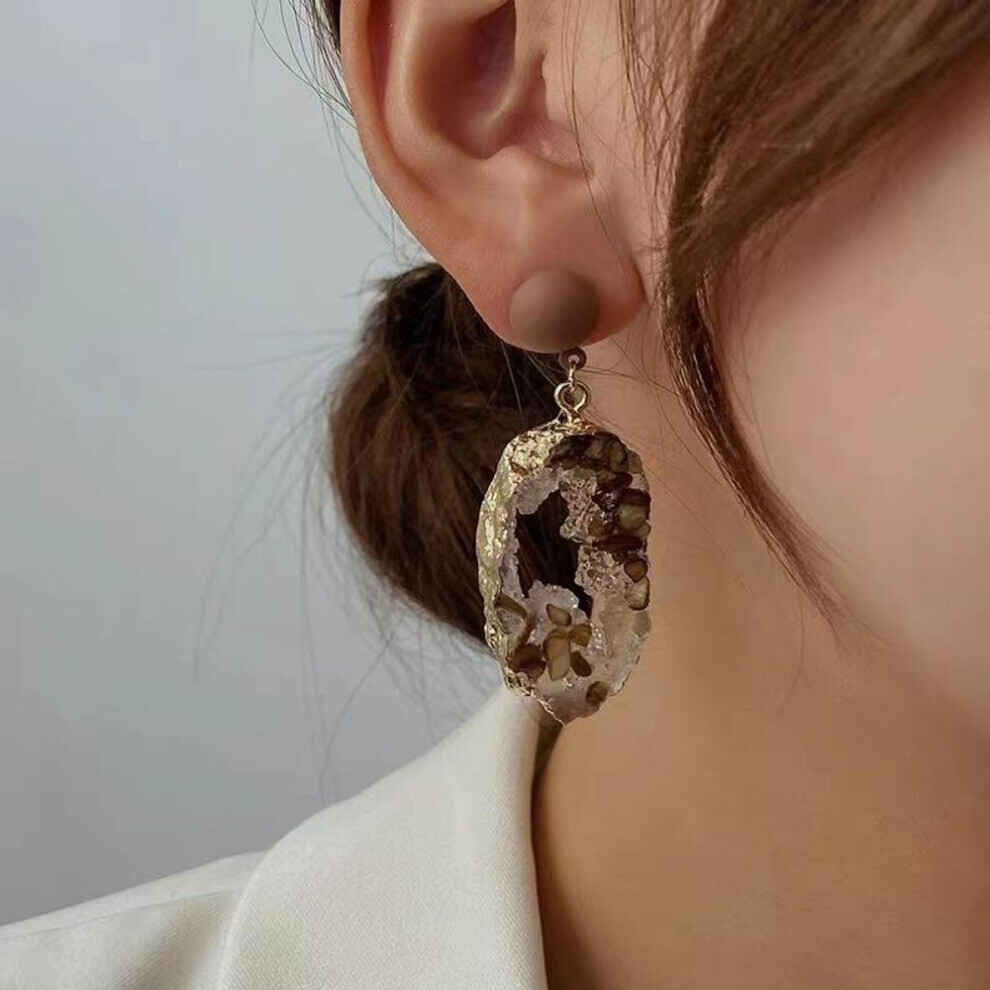 (brown) 1 Pair Bollywood Style Irregular Dangle Earrings For Daily Outfits And Parties - Luxury Jewelry Accessories