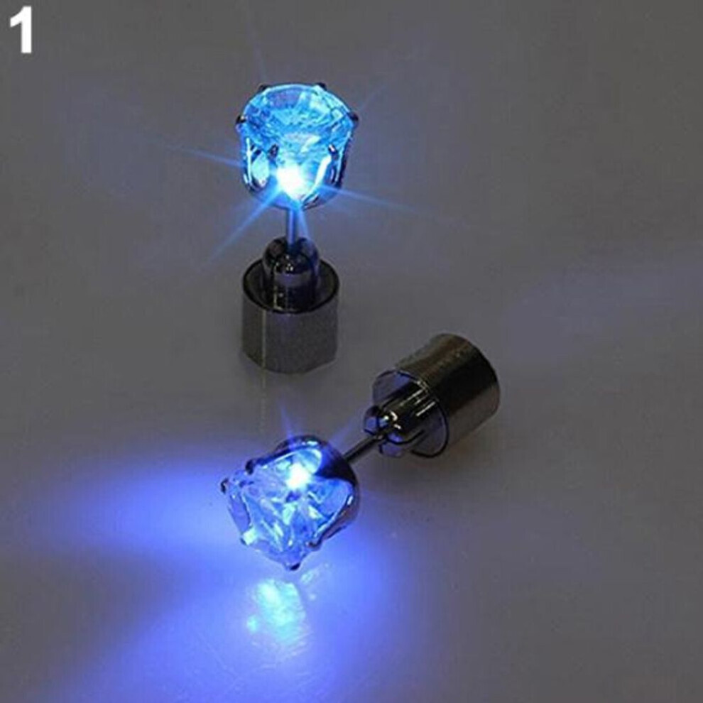 Maxpower (Blue) Fashion Women Led Light Up Rhinestone Ear Stud Earring Party Dance Xmas Jewelry Blue