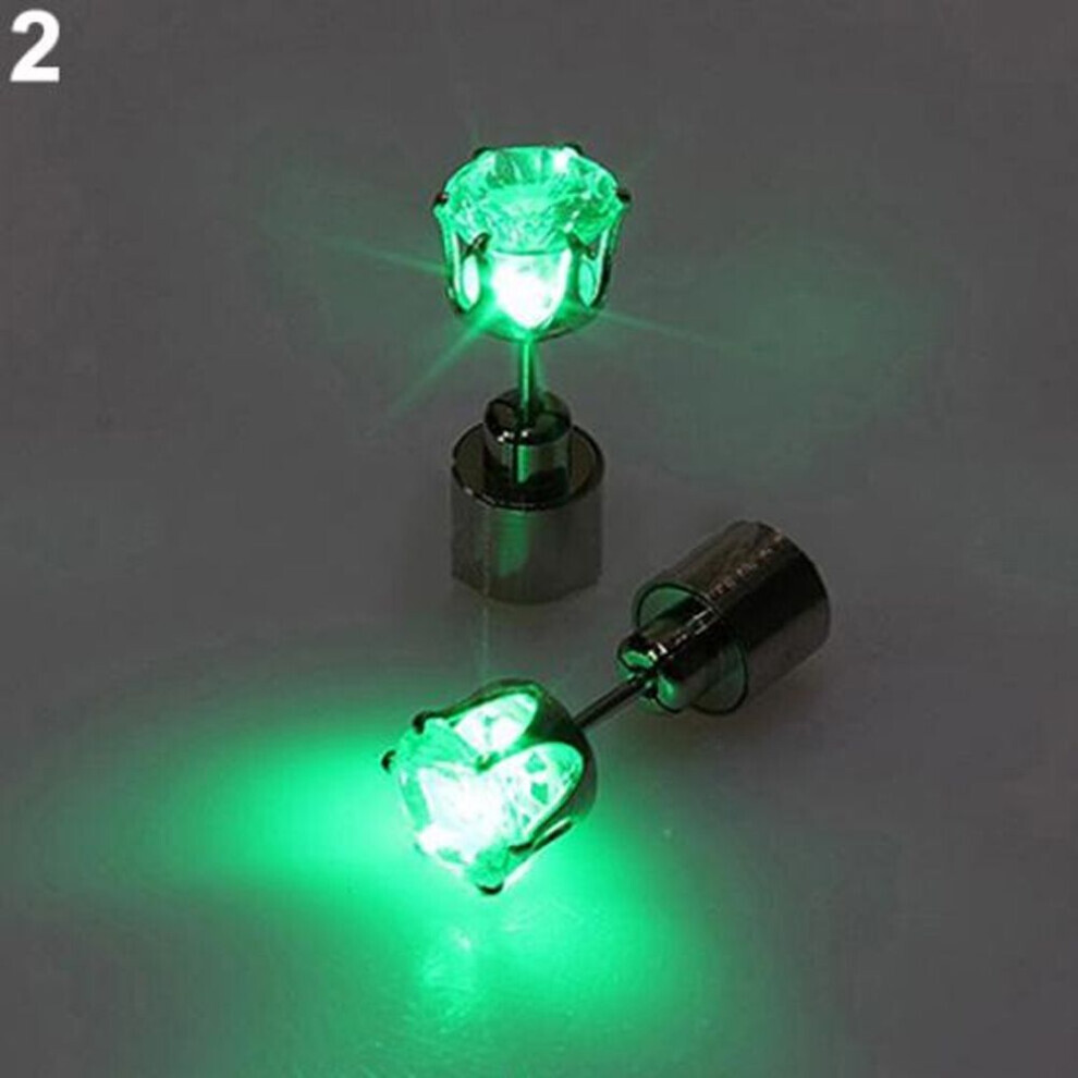Maxpower (Green) Fashion Women Led Light Up Rhinestone Ear Stud Earring Party Dance Xmas Jewelry Green