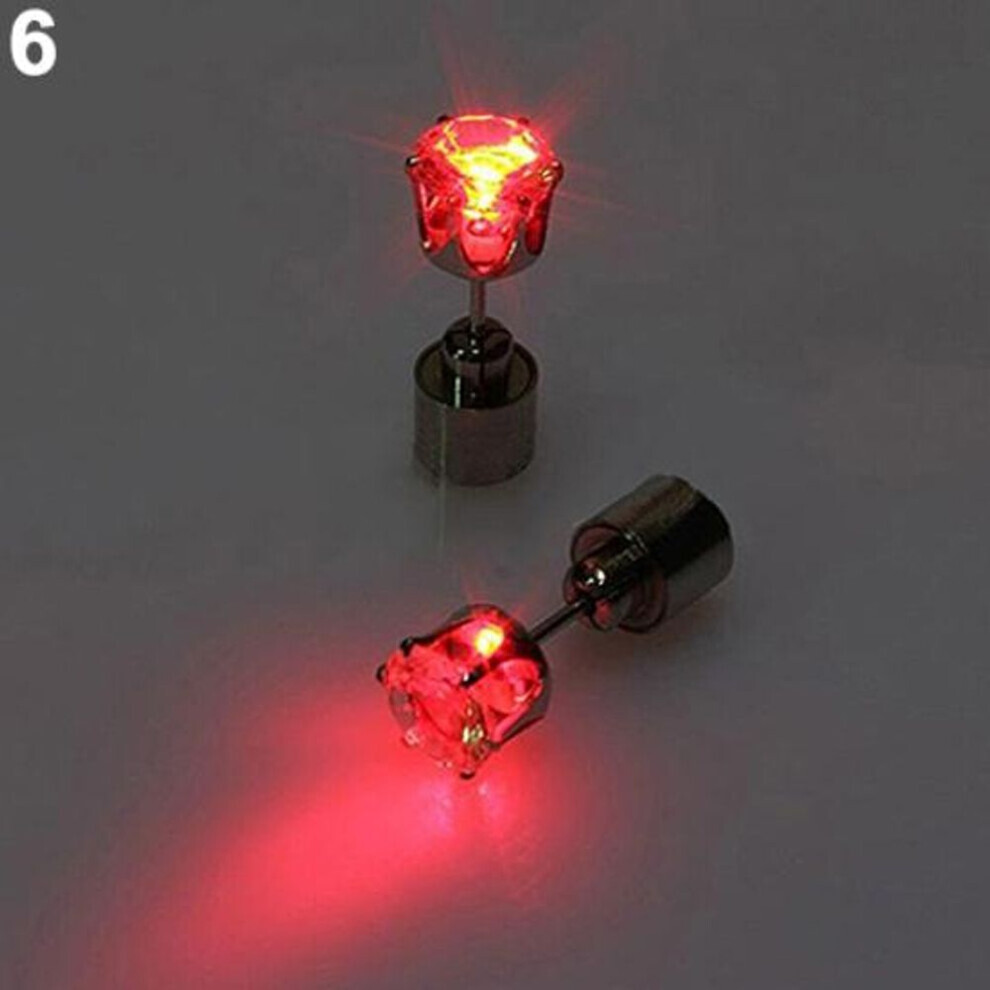 Maxpower (Red) Fashion Women Led Light Up Rhinestone Ear Stud Earring Party Dance Xmas Jewelry Red