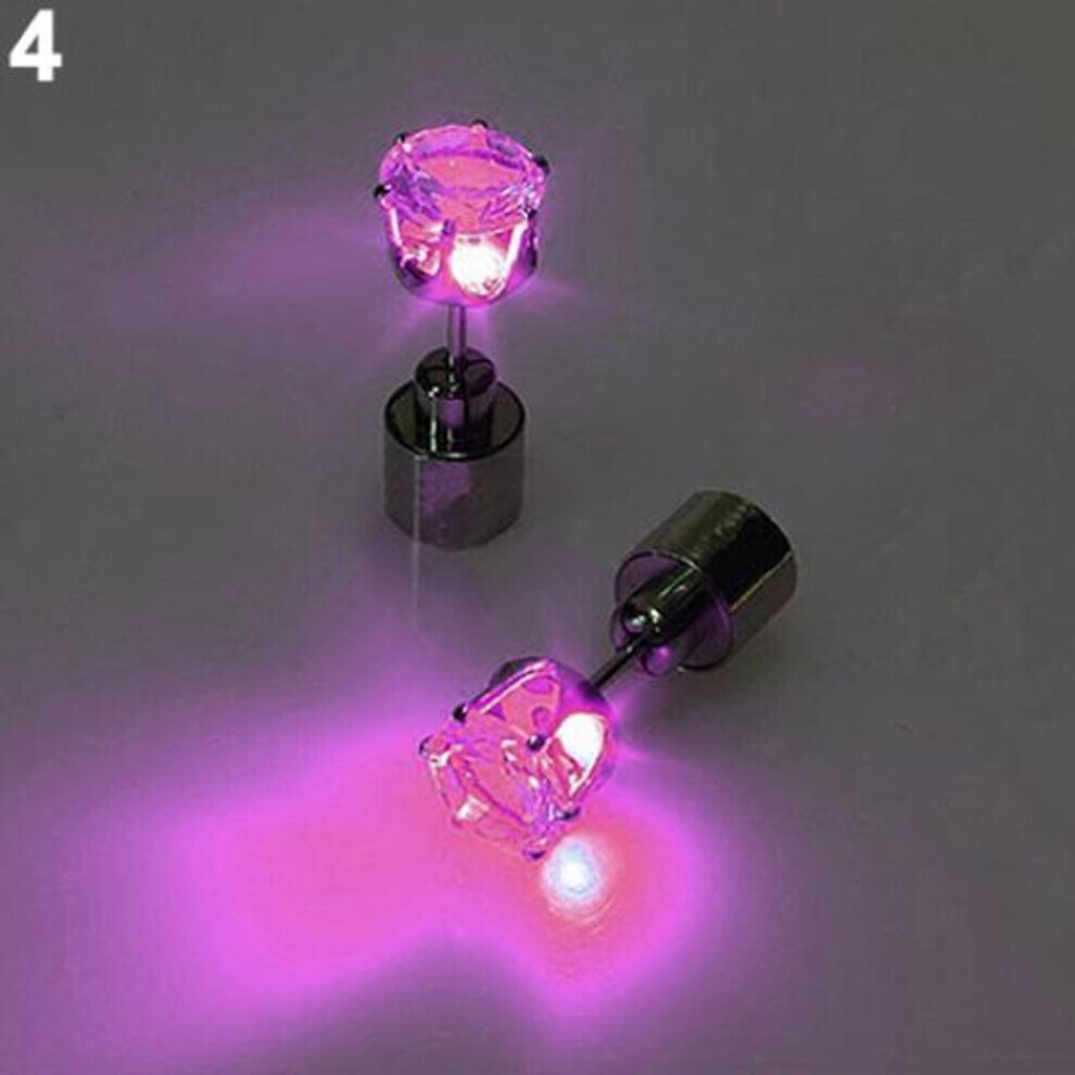 Maxpower (Pink) Fashion Women Led Light Up Rhinestone Ear Stud Earring Party Dance Xmas Jewelry Pink