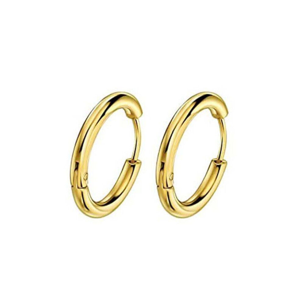 (gold, 14mm) Unisex Hoop Earrings Gold Silver Color Colorful Round Ear Rings For Women Men Ear Clips European Hoops Earring