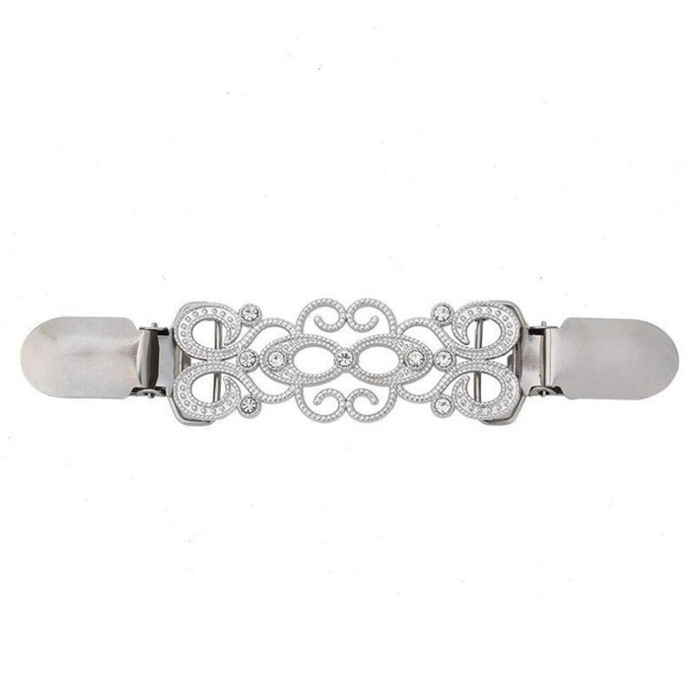 Maxpower (Silver, With Diamonds) "Vintage Carved Sweater & Scarf Buckle - Elegant Brooch Jewelry For Women"
