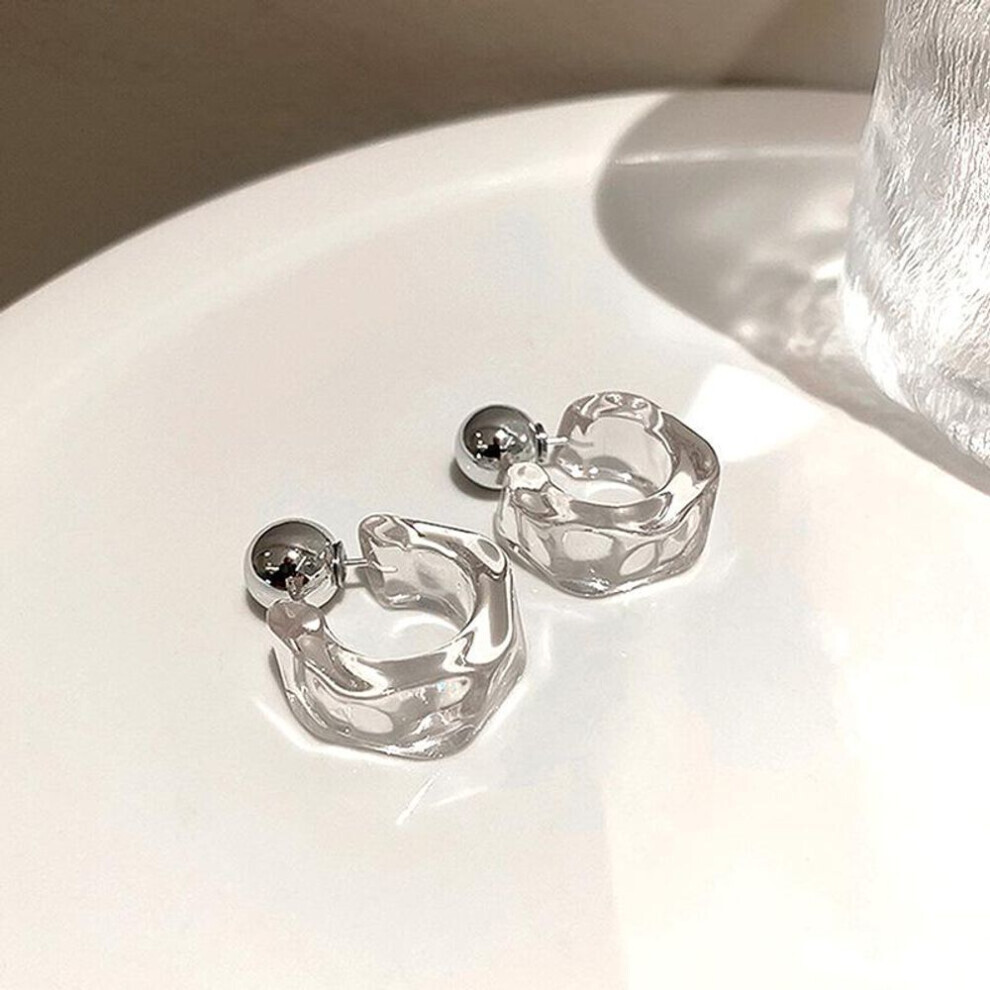 Maxpower (White) 1 Pair Gifts Hoop Geometric New Acrylic C-Shaped Earrings Clear Women Jewelry Travel Hanging