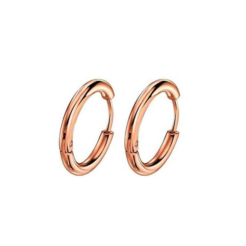 Maxpower (Rose Gold, 14Mm) Unisex Hoop Earrings Gold Silver Color Colorful Round Ear Rings For Women Men Ear Clips European Hoops Earring