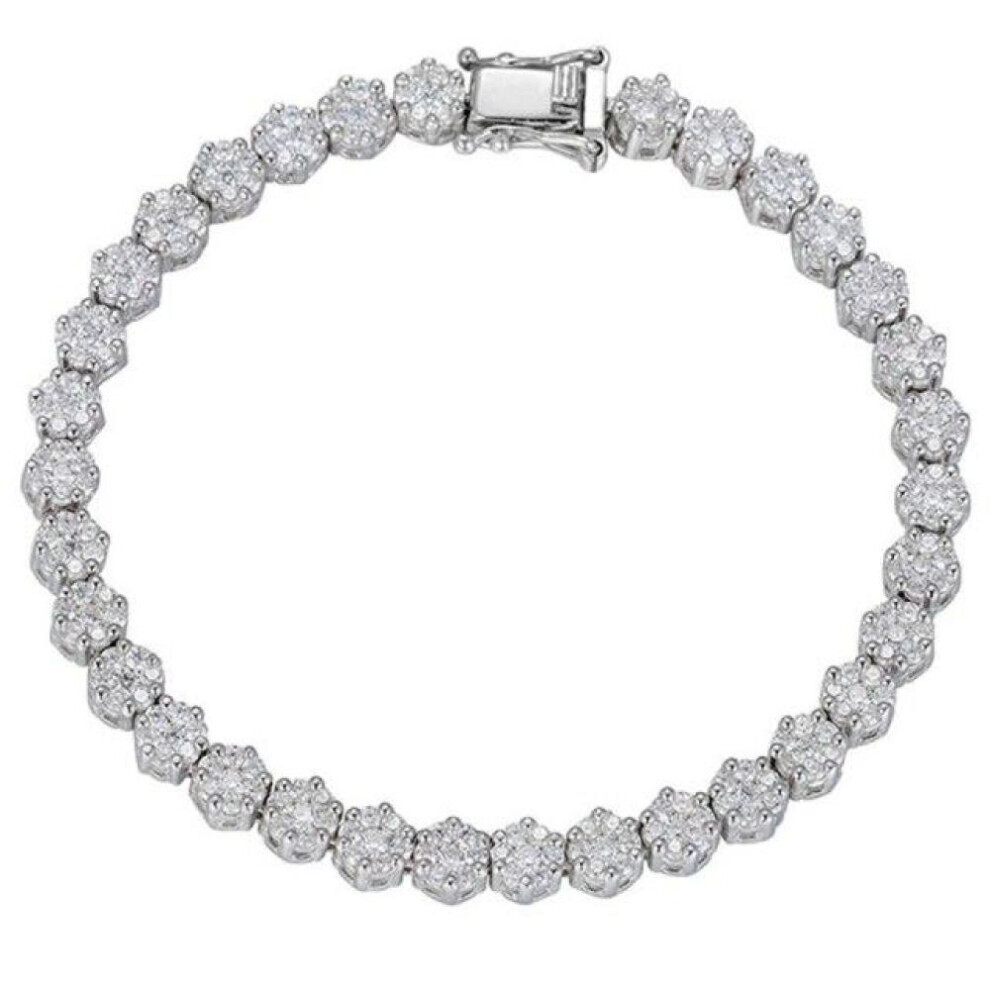 Maxpower (White, 15Cm) 925 Sterling Silver Created Moissanite Gemstone Bracelet For Women Bangle Fine Jewelry Gift White,Silver