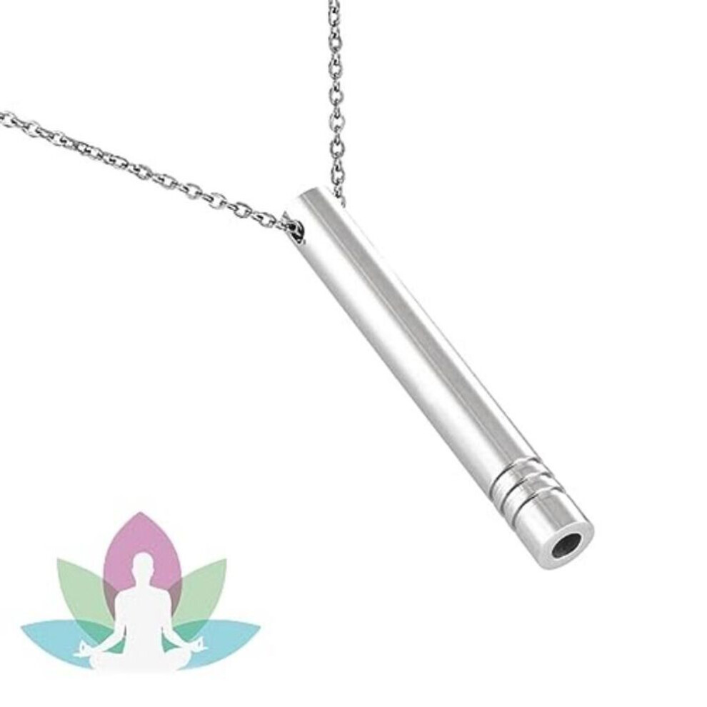 Maxpower (Silver) Anapana Necklace, Anxiety Whistle Breathing Necklace, Portable Mindful Breathing Necklace, Anxiety Whistle Necklace For Habit Breathing Exerc Silver