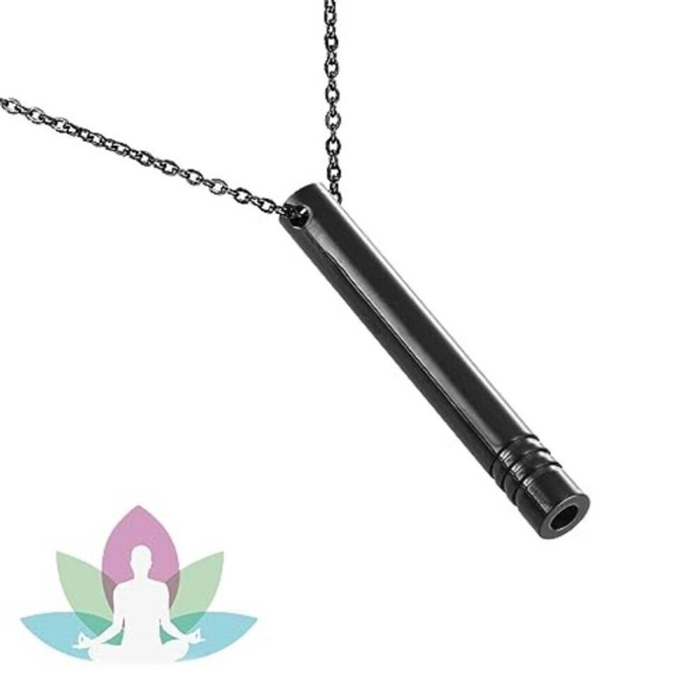 Maxpower (Black) Anapana Necklace, Anxiety Whistle Breathing Necklace, Portable Mindful Breathing Necklace, Anxiety Whistle Necklace For Habit Breathing Exerci Black
