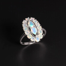 (white, US RING SIZE:10#) Elegant Silver Women Ring With Natural Ethiopia Opal 1.74ct Fire Shinning Gemstones Colorstone Birth Stone Jewelry