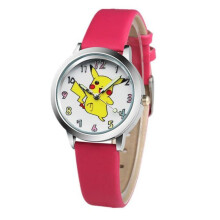 (rose) 1 Pcs Leather Watches Children Cartoon Pikachu Watch Clock Boys Hours Girls Children's Gift