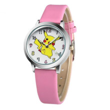 (pink) 1 Pcs Leather Watches Children Cartoon Pikachu Watch Clock Boys Hours Girls Children's Gift