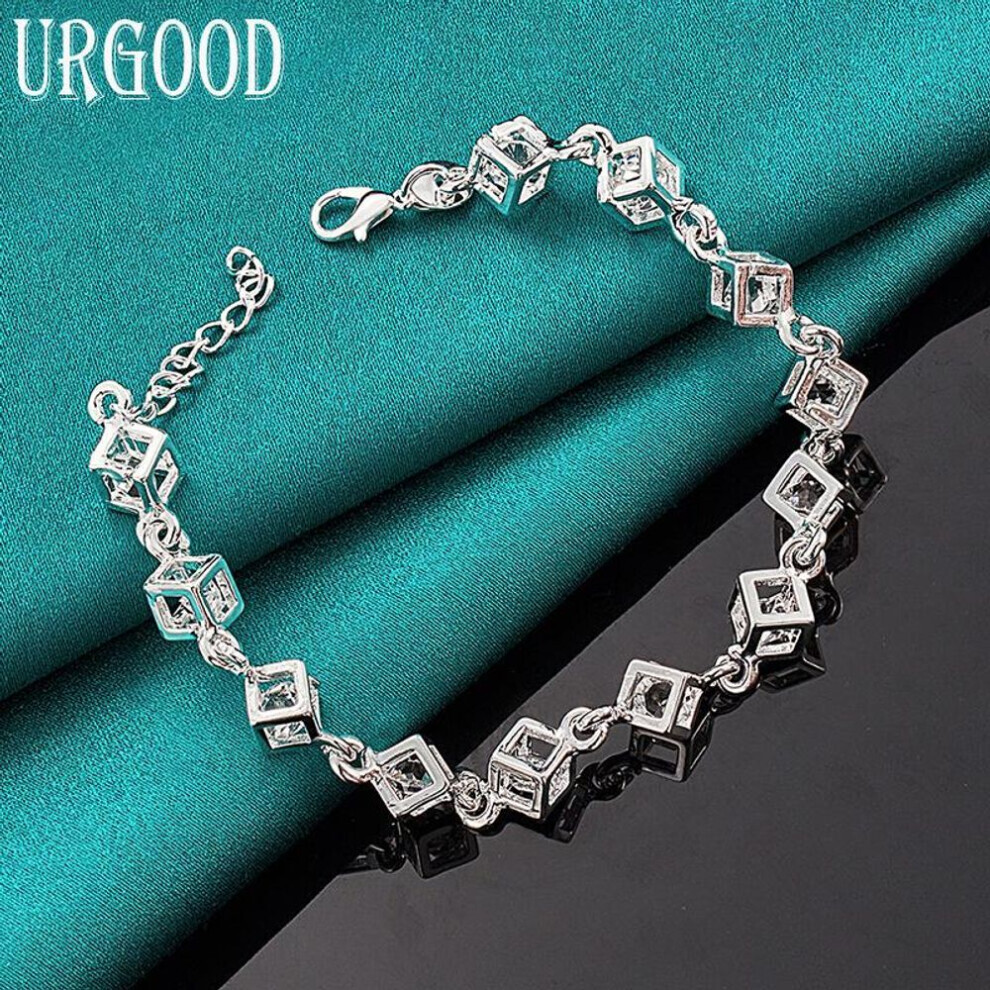 Maxpower (20Cm) 925 Sterling Square Aaa Zircon Bracelet Party Wedding Gift Charm Jewelry Silver