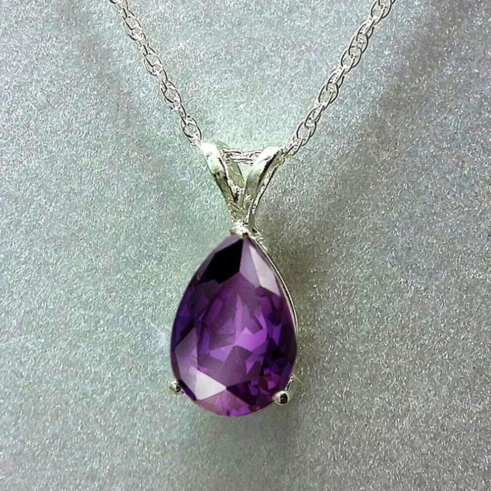 Maxpower (Purple, Xl743) Cao Shi Fashion Zircon Pear-Shaped Pendant Necklace For Women