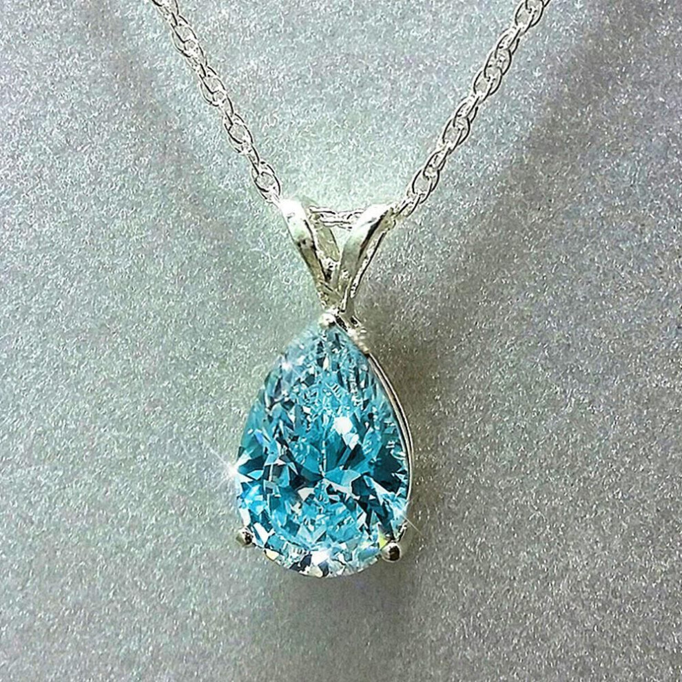 Maxpower (Ocean Blue, Xl744) Cao Shi Fashion Zircon Pear-Shaped Pendant Necklace For Women