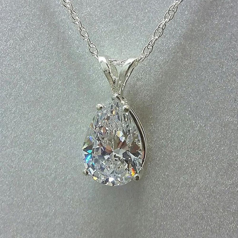 Maxpower (White Gold, Xl250) Cao Shi Fashion Zircon Pear-Shaped Pendant Necklace For Women