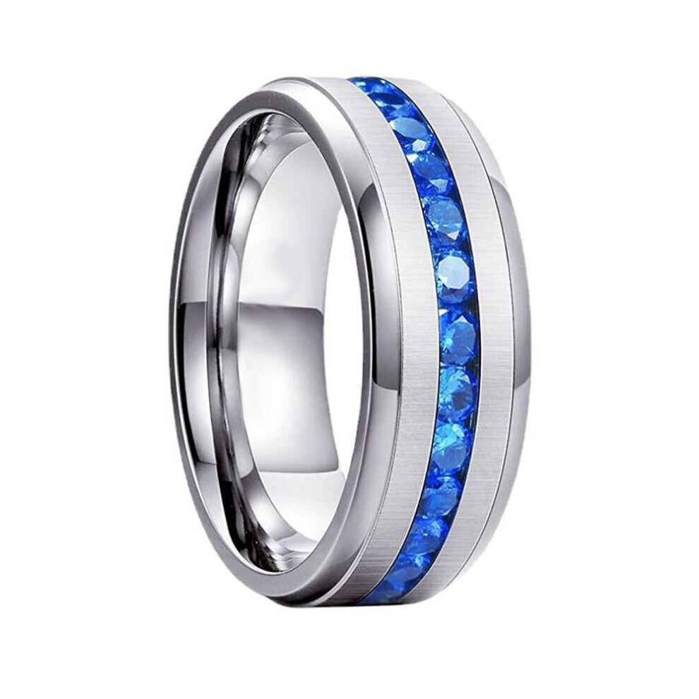 (silver, 11) Titanium Steel Rhinestone Ring Jewelry Wedding Rings For Women Men