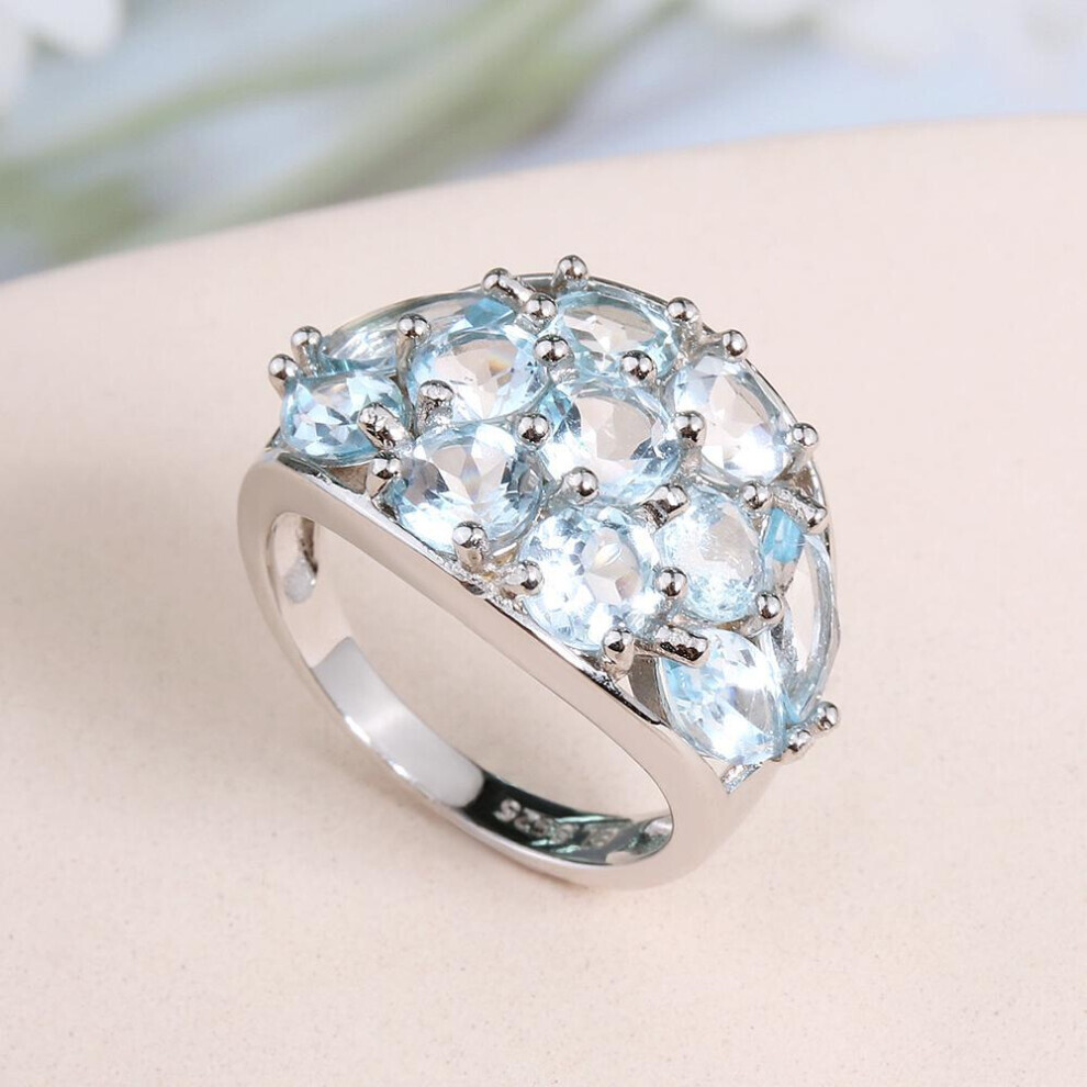Maxpower (Blue, Us Ring Size 7#) Bolaijewelry Natural Sky Blue Topaz Gemstone Ring 925 Sterling Silver Fine Jewelry Women's Anniversary Gift Blue,Silver