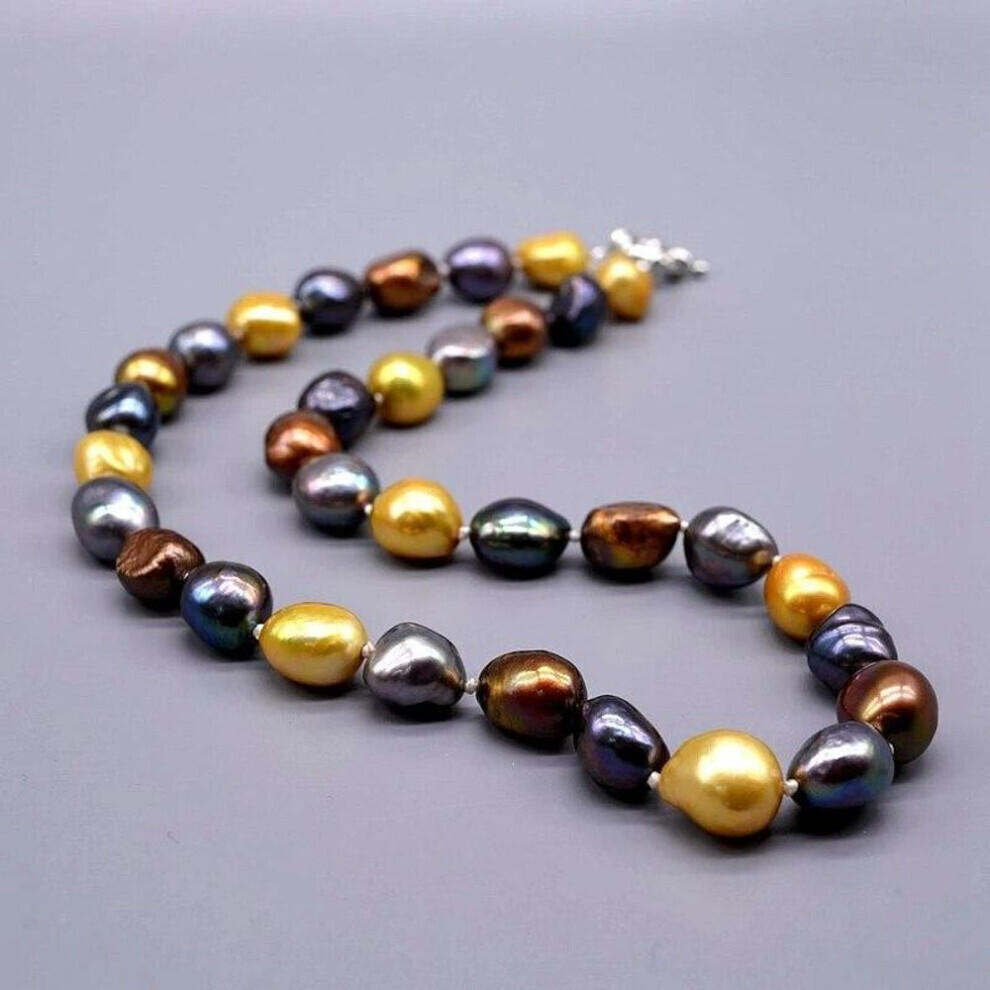 (as the picture, 45cm) Vintage Pearl Necklace Baroque Irregular Shape Natural Pearl Necklace Weird Color Ladies Necklace Mom Gift