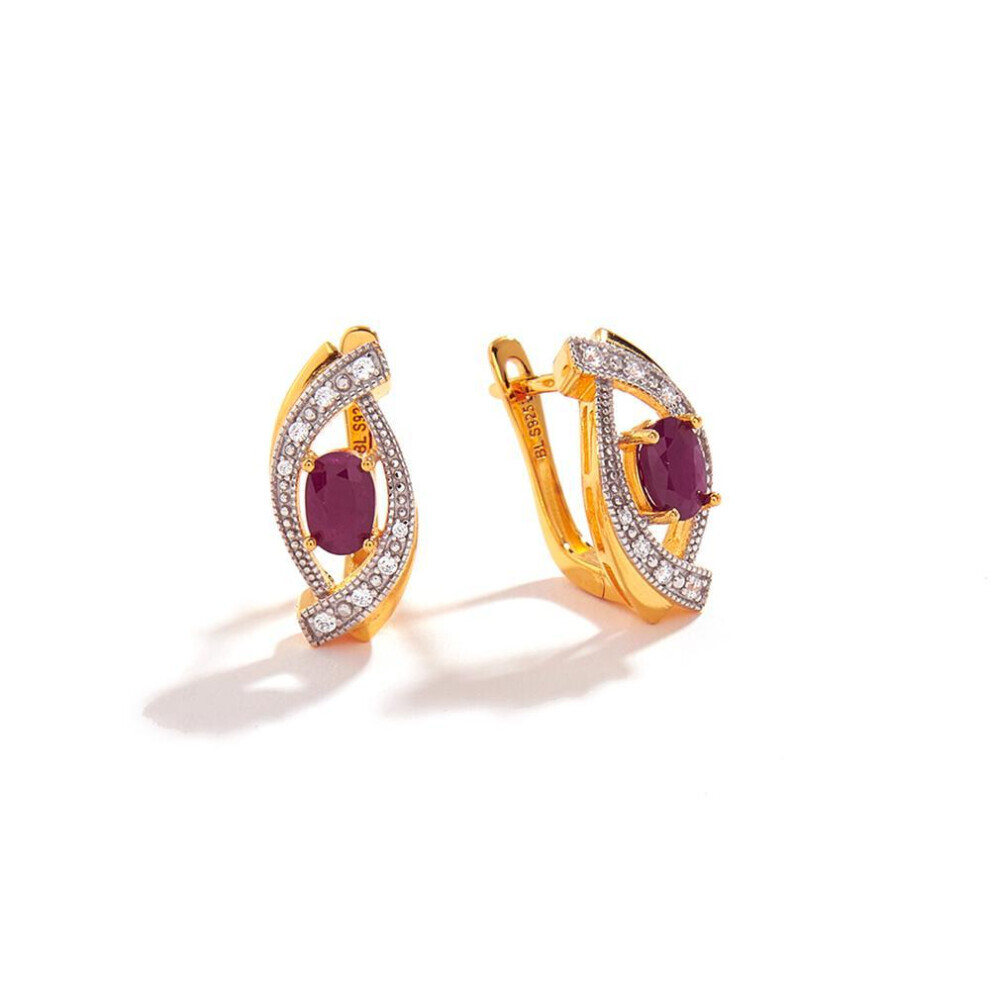 Maxpower (Yellow, M) Stunning Natural Precious Ruby Lovely Design Silver Clasp Earring For Women Anniversay & Party Luxury Jewelry Gift Red,Silver,Yellow