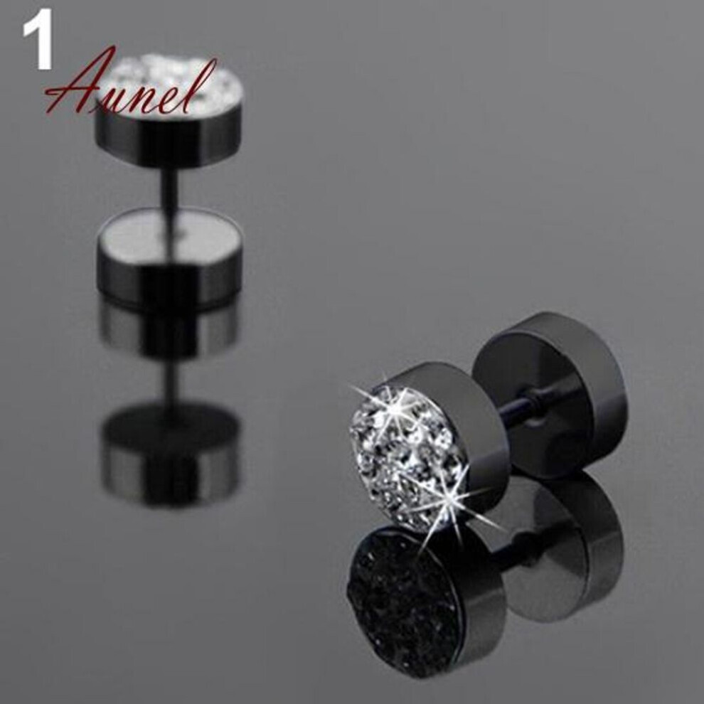 (black) Fantastic Barbell Punk Stainless Steel Men Ear Stud Earrings Jewelry 2 Pcs-image-OPC-PG8K592-NEW