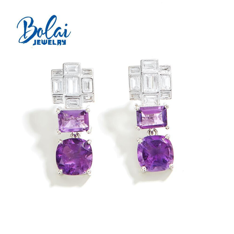 Maxpower (Purple) New Clasp Earrings Natural Africa Amethyst Gemstone Fashion Design Fine Jewelry For Women Nice Gift 2024 New Purple