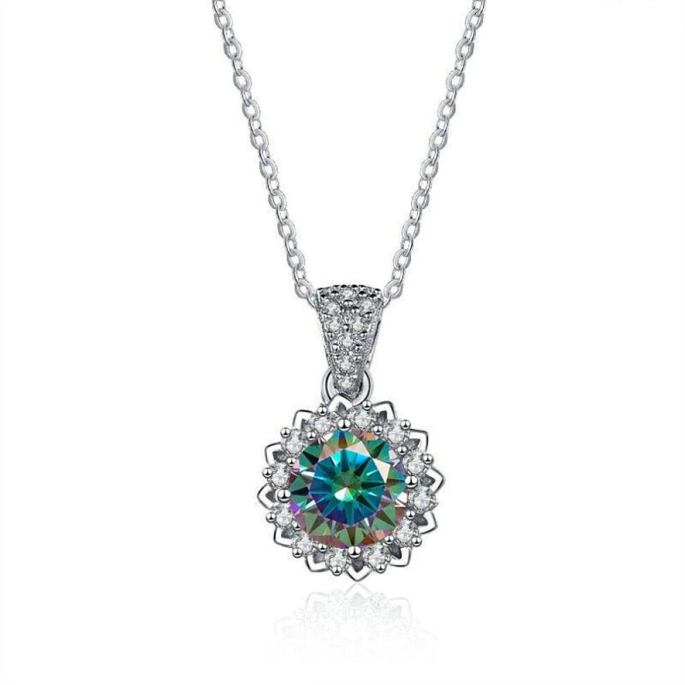 Maxpower (Gainsboro, 45Cm) Bague Ringen 1 Carat Round Vvs D Color Moissanite Necklace Lab Created Diamond Pendant Sterling S925 Jewelry Clavicle Chain Silver