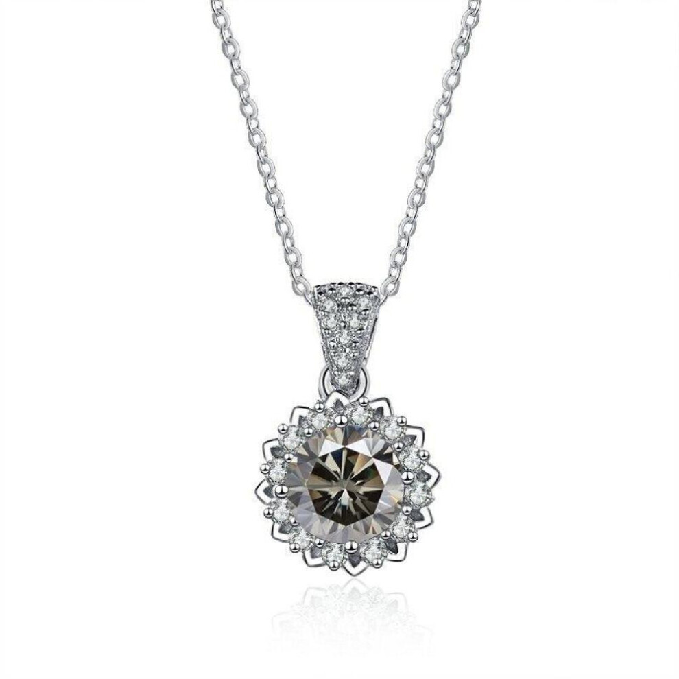 Maxpower (Gray, 45Cm) Bague Ringen 1 Carat Round Vvs D Color Moissanite Necklace Lab Created Diamond Pendant Sterling Silver S925 Jewelry Clavicle Chain
