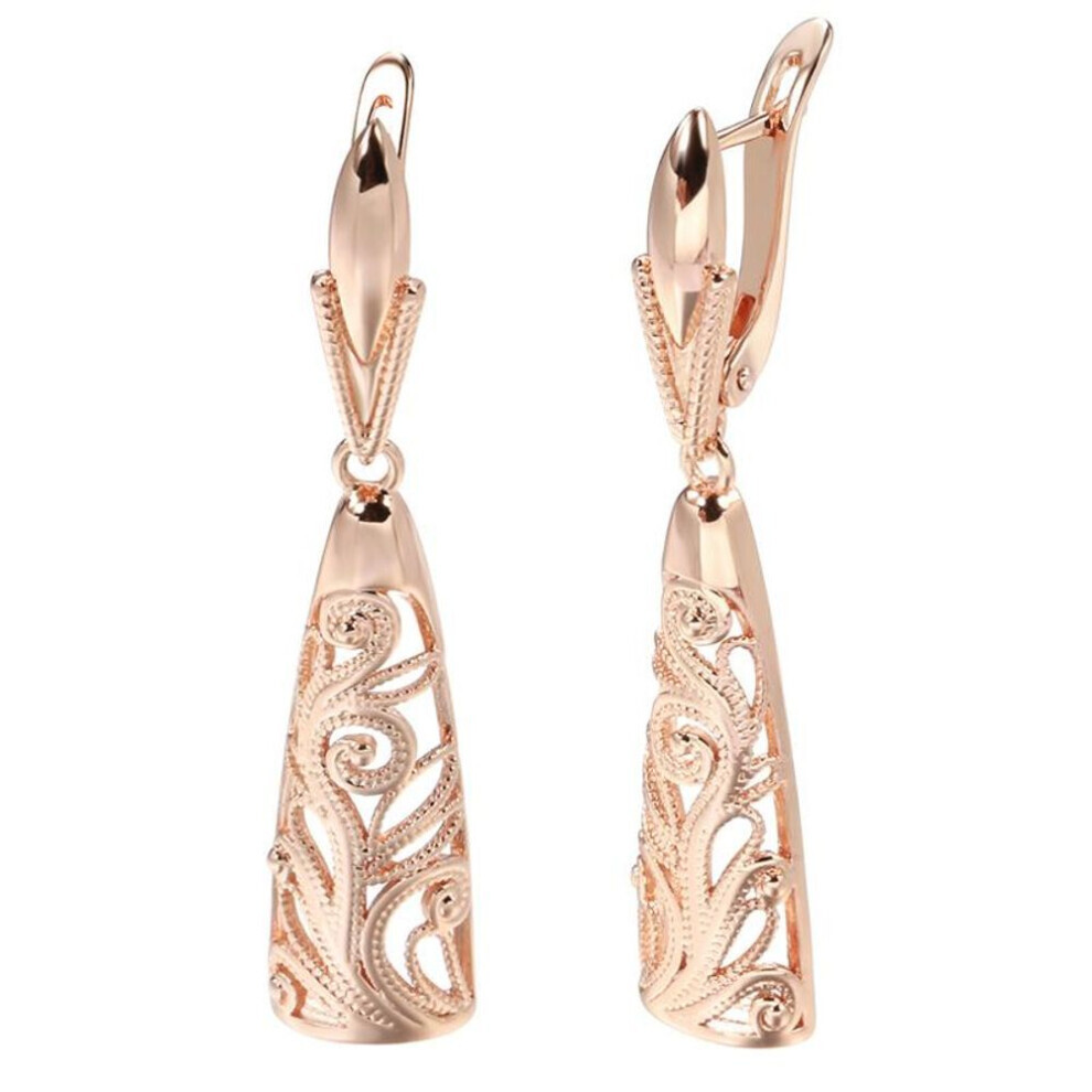 (rose gold) Kinel Vintage Rose Gold Long Earrings For Women Elegant Wedding Jewelry