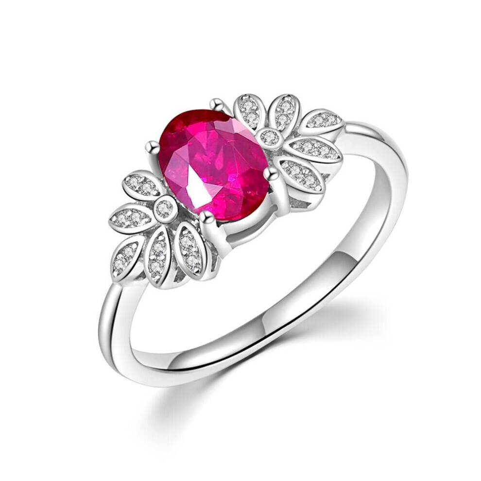 (red, US RING SIZE:9#) 925 Sterling Silver Light Luxury Design Natural Filled Ruby Rings Luxury Women&apos;s Anniversary & Banquet & Birthday Gifts