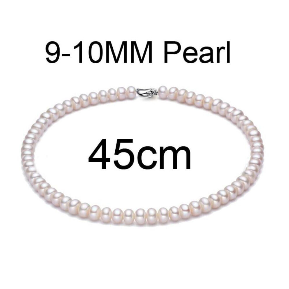 (white, 45cm) Lsooyh 9-10mm Natural Freshwater Pearl Necklace For Women White Pearl Jewelry Choker Necklace