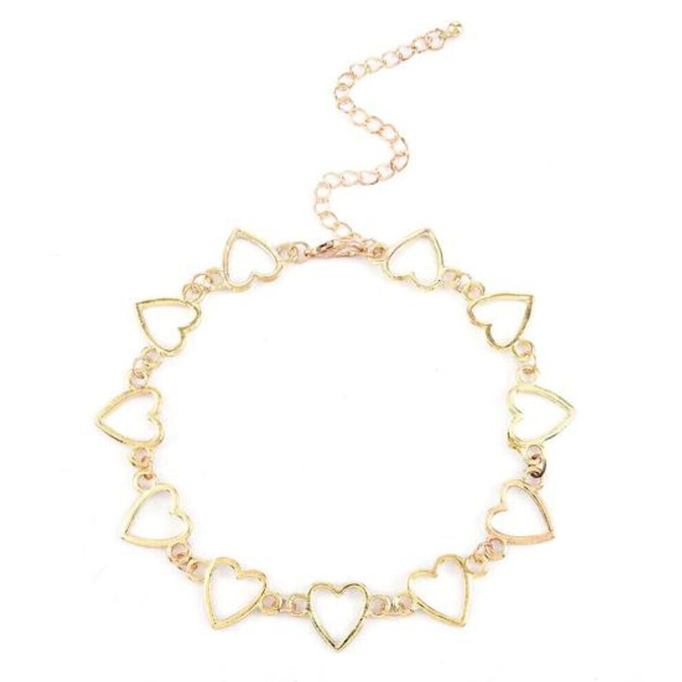 Maxpower (Golden) Women Girl Simple Geometric Heart-Shaped Hollow Choker Chain Necklace Accessory Golden