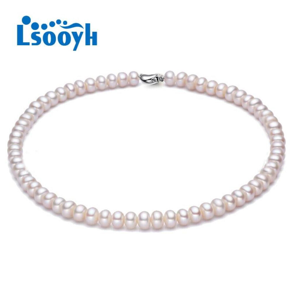 Maxpower (White) Lsooyh Natural Freshwater Pearl Necklace For Women 8-9Mm Pearl Jewelry 45Cm Choker Necklace White