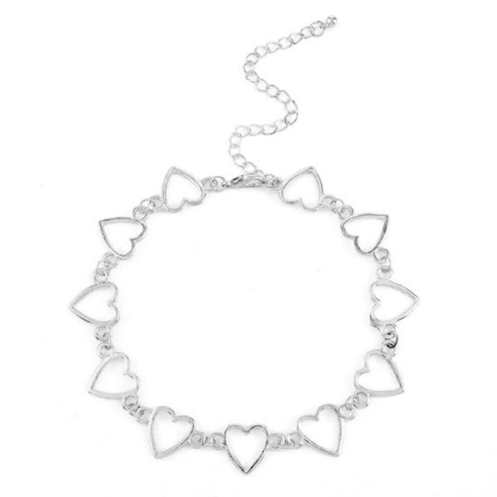 Maxpower (Silver) Women Girl Simple Geometric Heart-Shaped Hollow Choker Chain Necklace Accessory Silver
