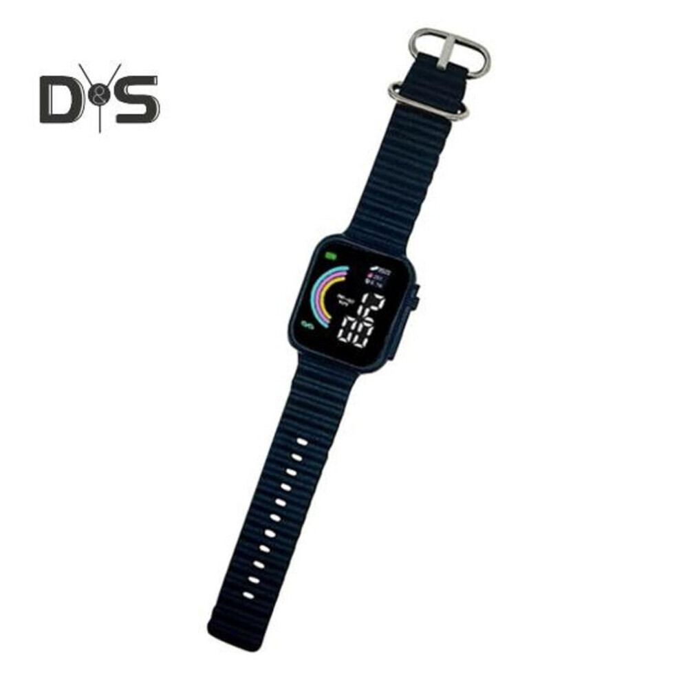 (black) Led Electronic Watch Square Rainbow Dial Solid Color Soft Anti-slip Strap Adjustable Kids Students Casual Sports Digital Wristwatch Birthday Gift