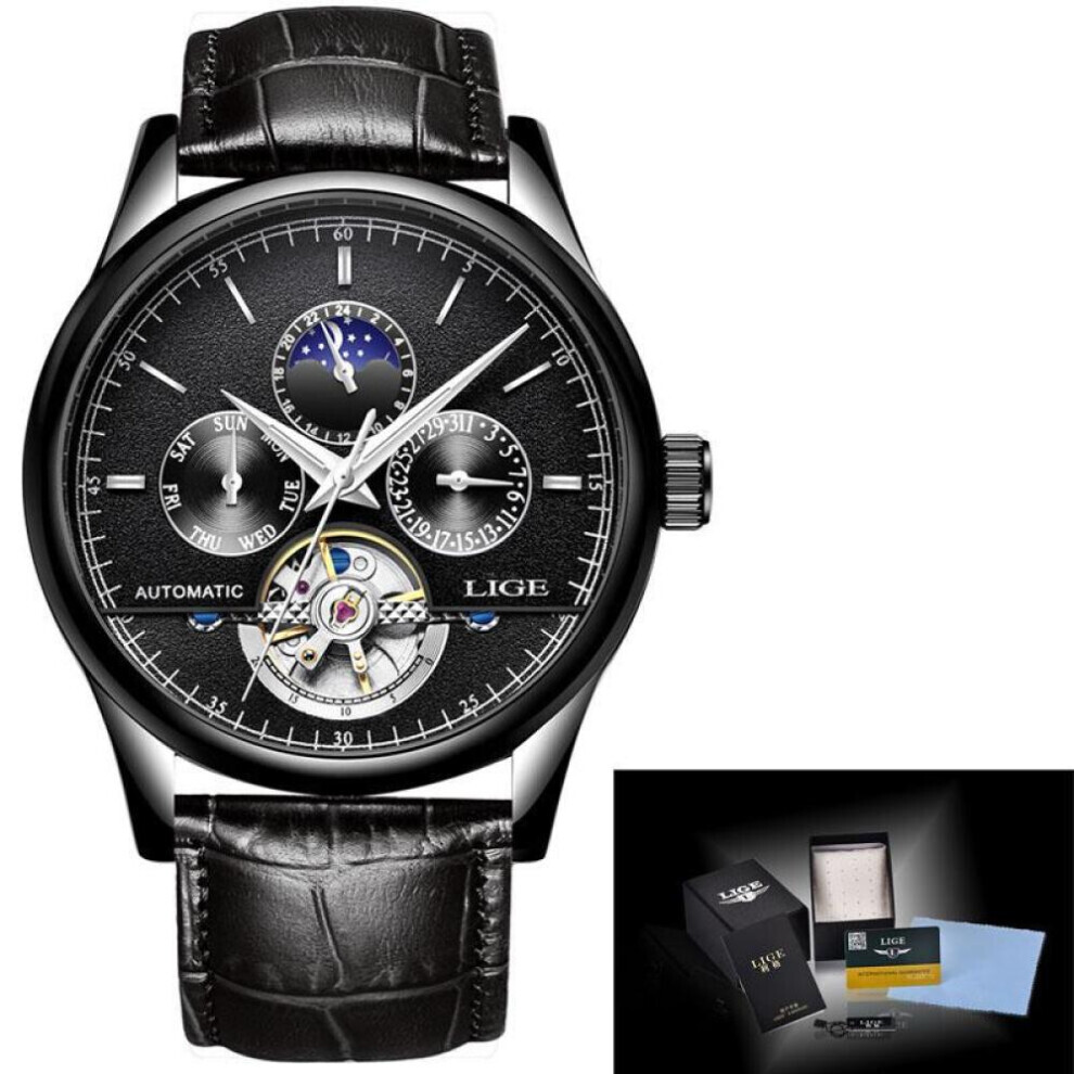 Maxpower (Black) Lige Leather Strap Automatic Men Wrist Watch