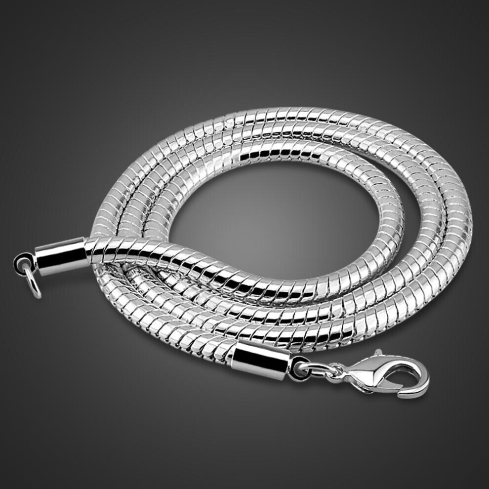 (as the picture) Man Fashion100% 925 Sterling Silver Necklace Pendant Personality Male Solid Silver Necklace 4mm 56cm Snake Chain Silver Jewelry
