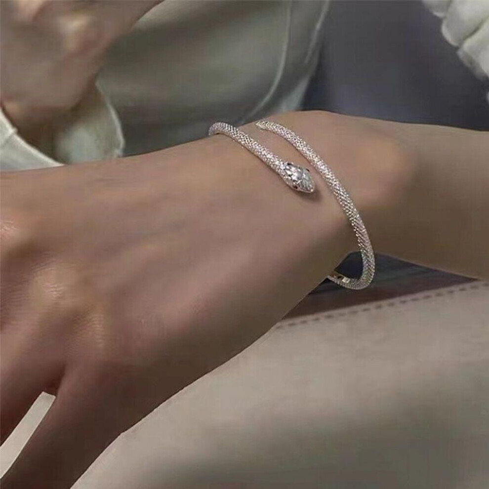 (silver) Open Snake Bracelet For Women Personality Female Silver Colour Adjustable Bracelet Girls Wedding Jewelry Gifts