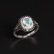 (white, us ring size 6#) 925 Sterling Silver Natural Opal October Birthstone Elegant Ring For Women & Lady Fine Jewelry Birthday Party Festiva Gift